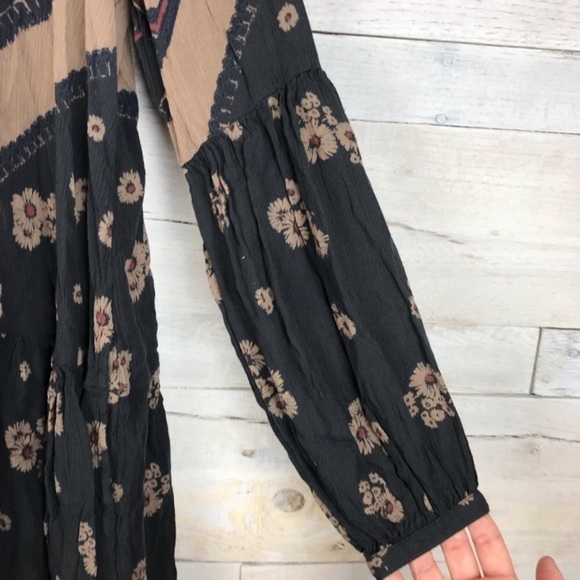 Free People Floral Button Long Sleeve Tunic Small - Picture 2 of 6